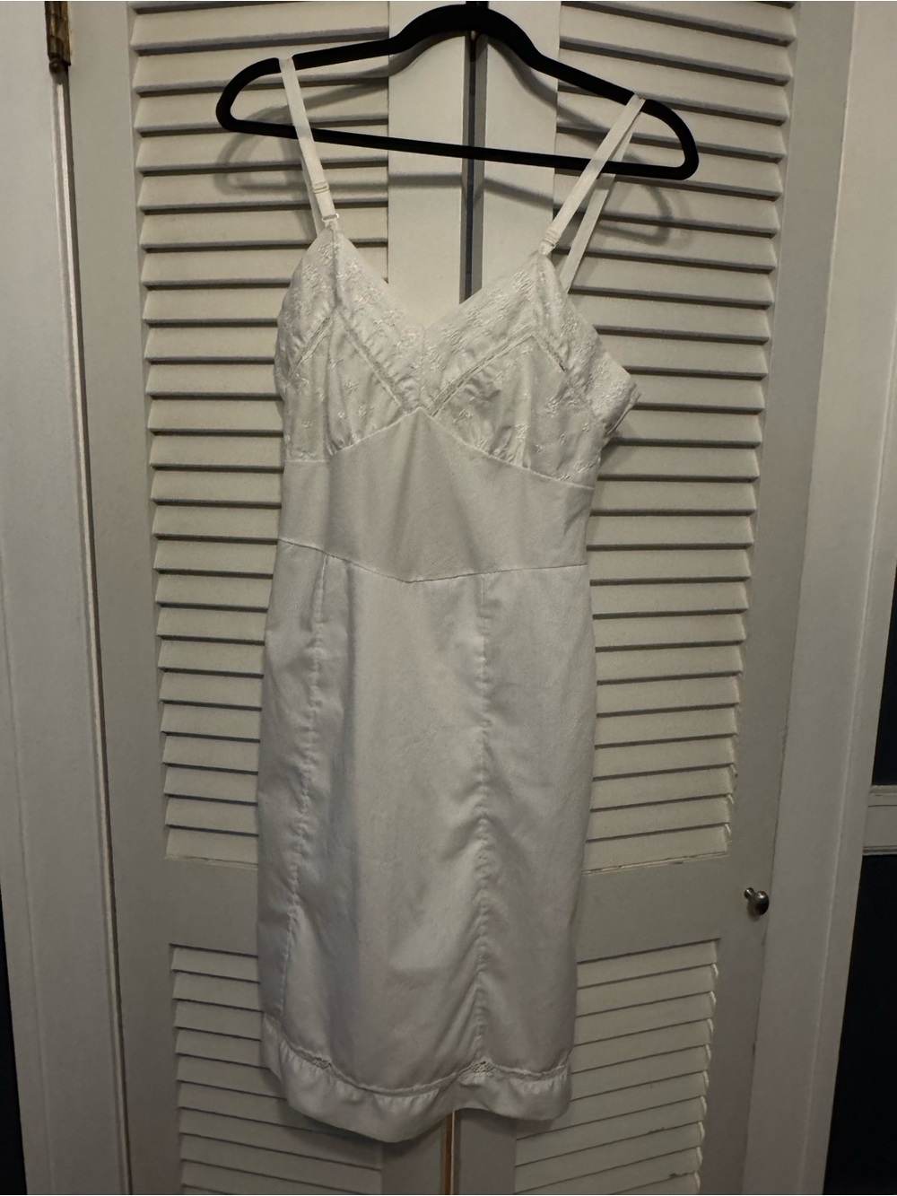 Vintage White Lace-Trim Slip Dress